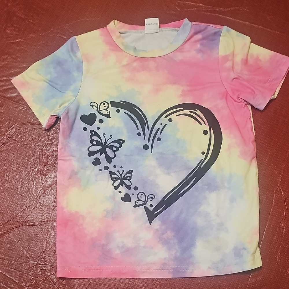 Kids Tie-Dye Heart and Butterfly T-Shirt